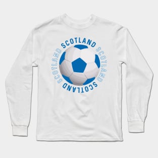 Blue and White Scotland Football Design Long Sleeve T-Shirt